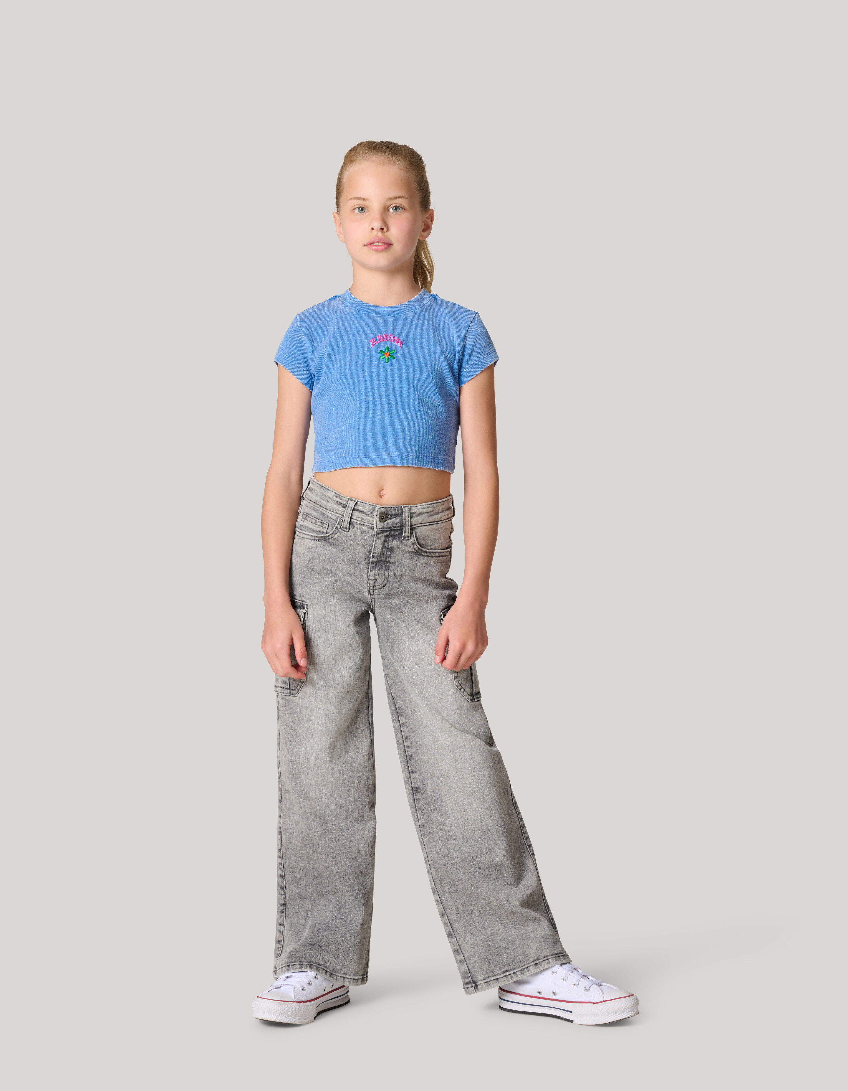 Besticktes Crop Top Blau SHOEBY GIRLS