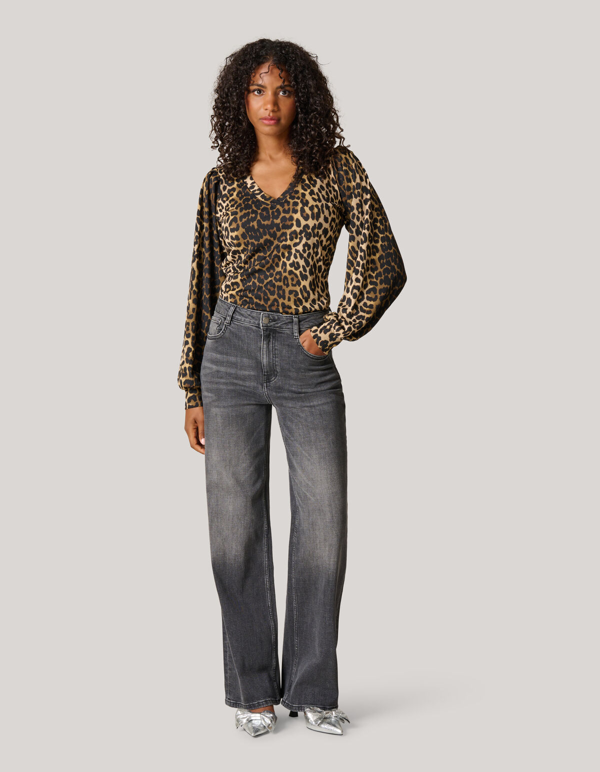 Leoparden-Top aus Ripp-Jersey Braun SHOEBY WOMEN