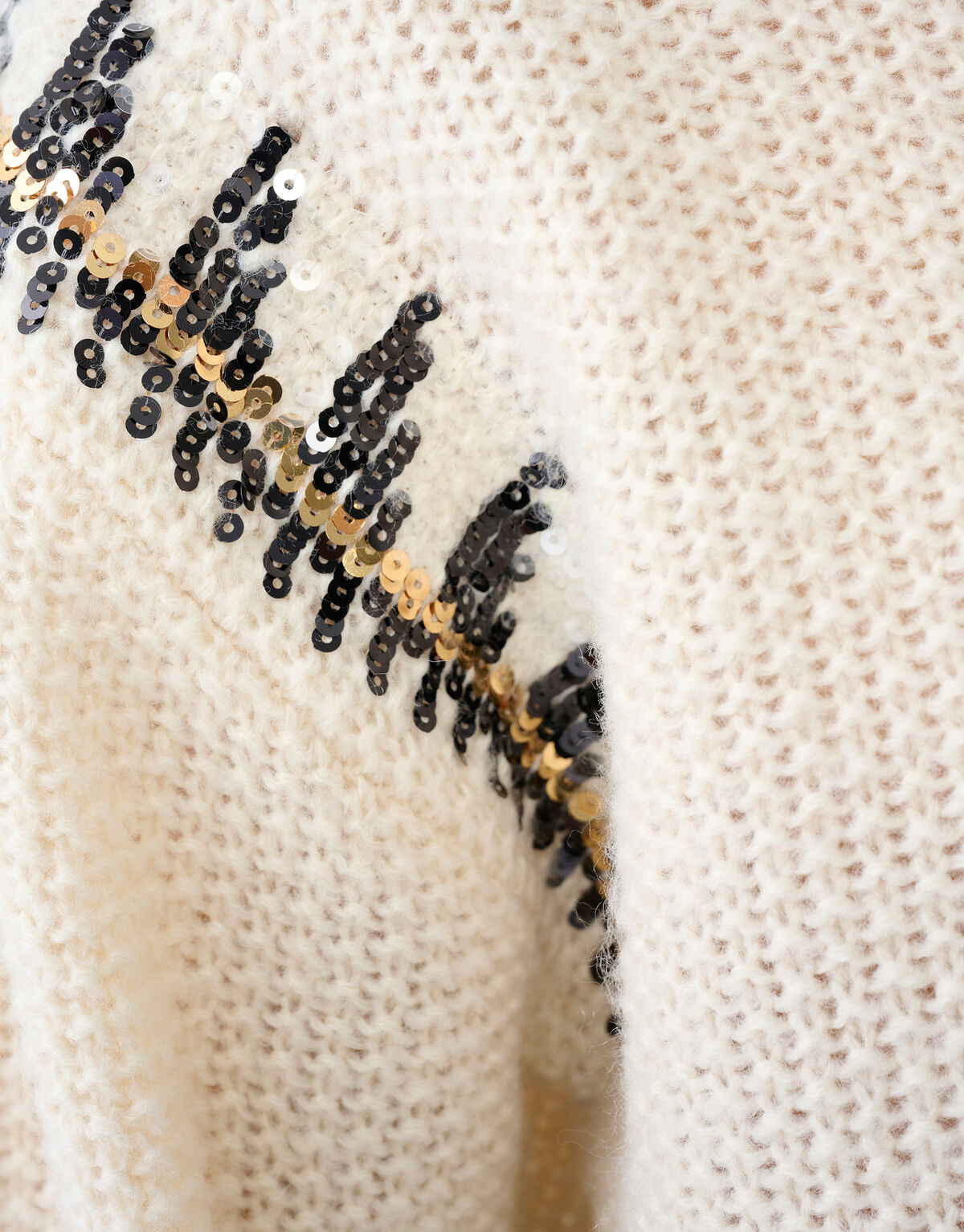 Gestrickter Pailetten-Pullover Off White von Mieke SHOEBY WOMEN