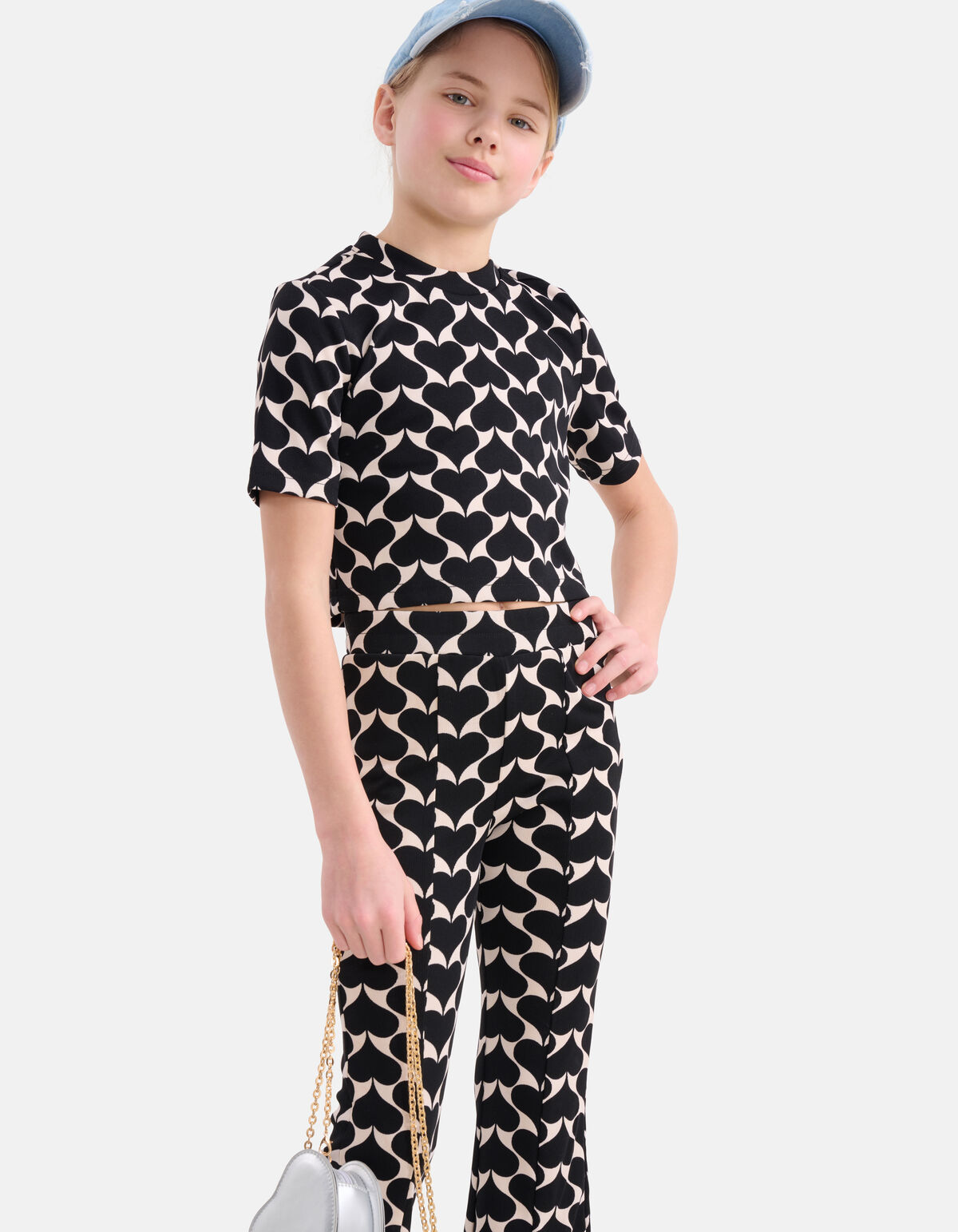 Printed Heart Top Zwart SHOEBY GIRLS