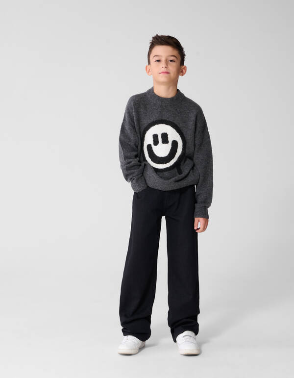 Smiley Strickpullover Dunkelgrau SHOEBY BOYS