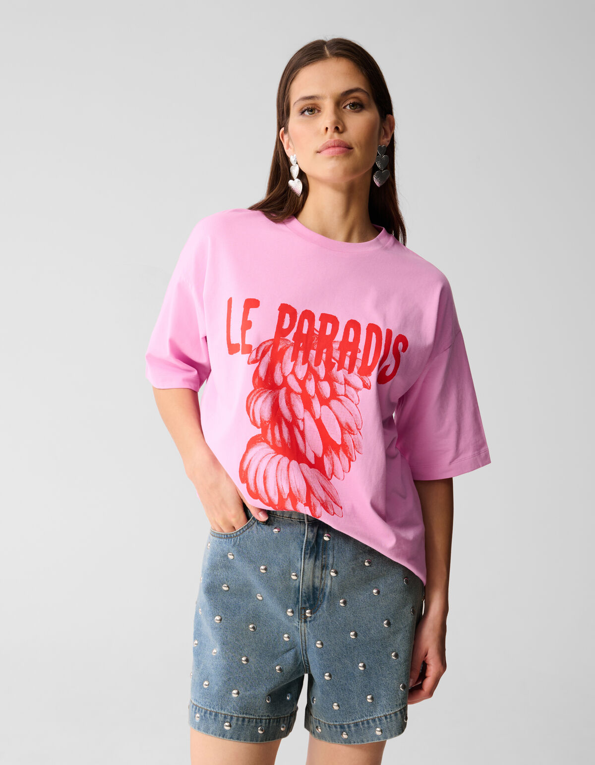 Übergroßes Kunstwerk-T-Shirt Rosa von Lizzy SHOEBY WOMEN