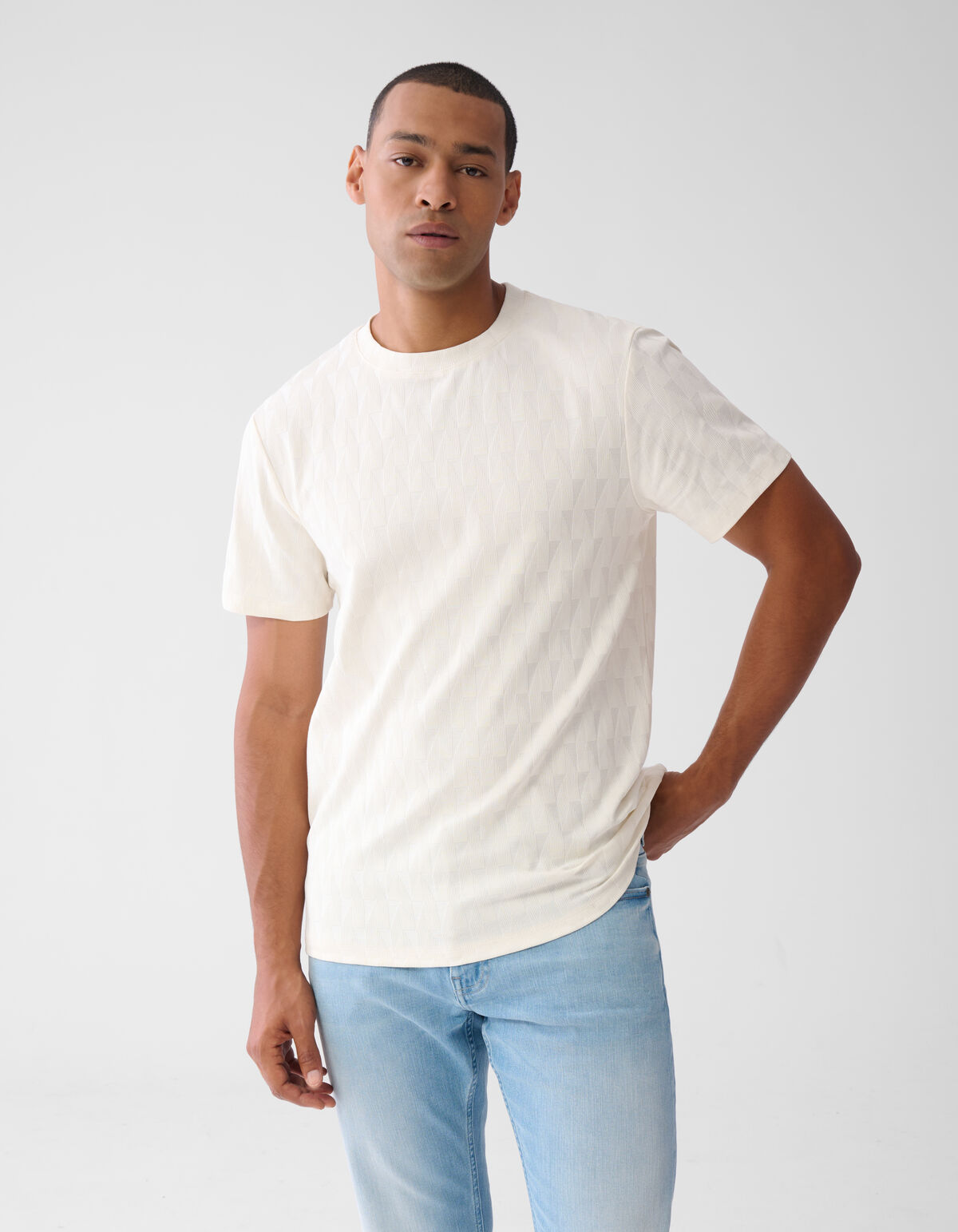 Jacquard T-shirt Off Weiß SHOEBY MEN