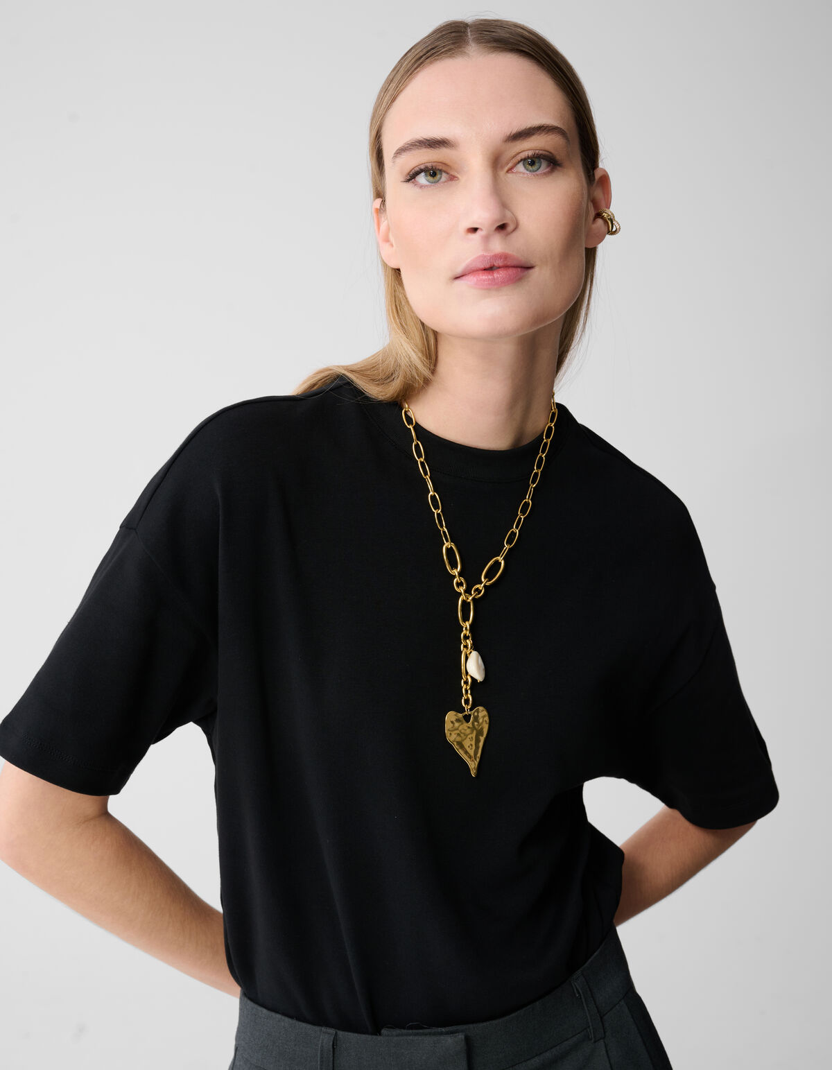 Lange Halskette mit Anh&auml;nger, Gold SHOEBY ACCESSOIRES