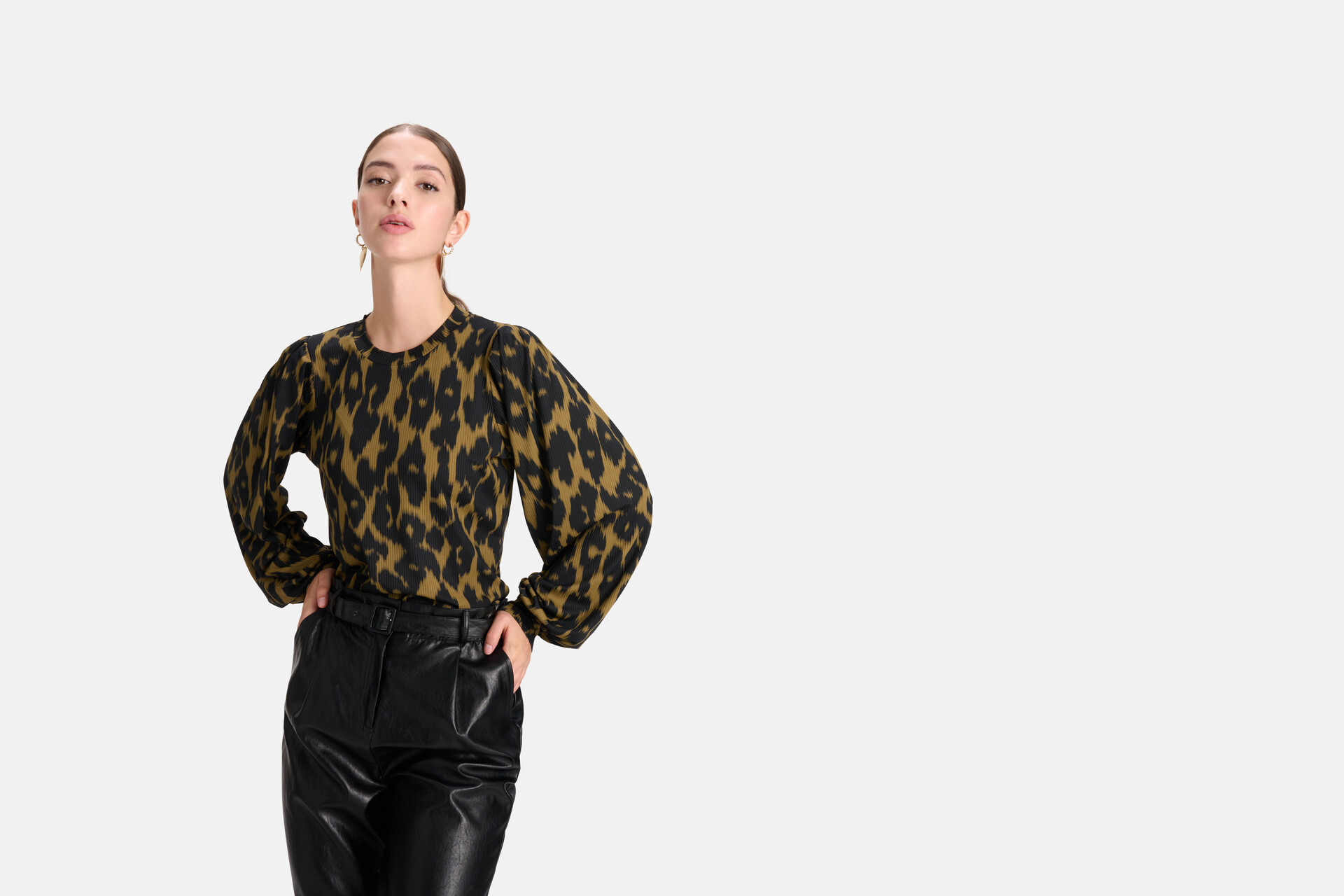 Langärmeliges T-Shirt mit Dunkelgrün SHOEBY WOMEN