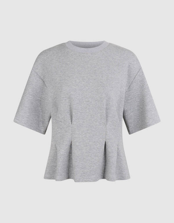 Peplum-Scuba-T-Shirt Hellgrau SHOEBY WOMEN