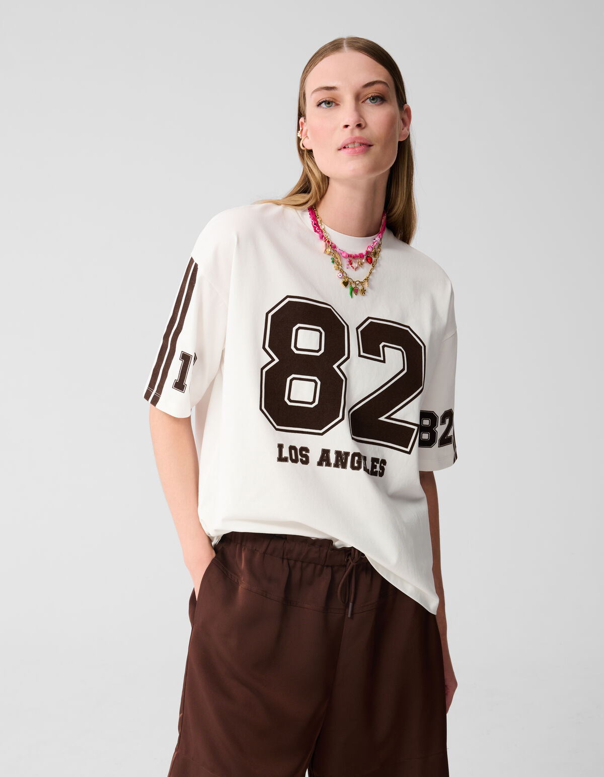 Varsity-T-Shirt in Übergröße Weiß SHOEBY WOMEN