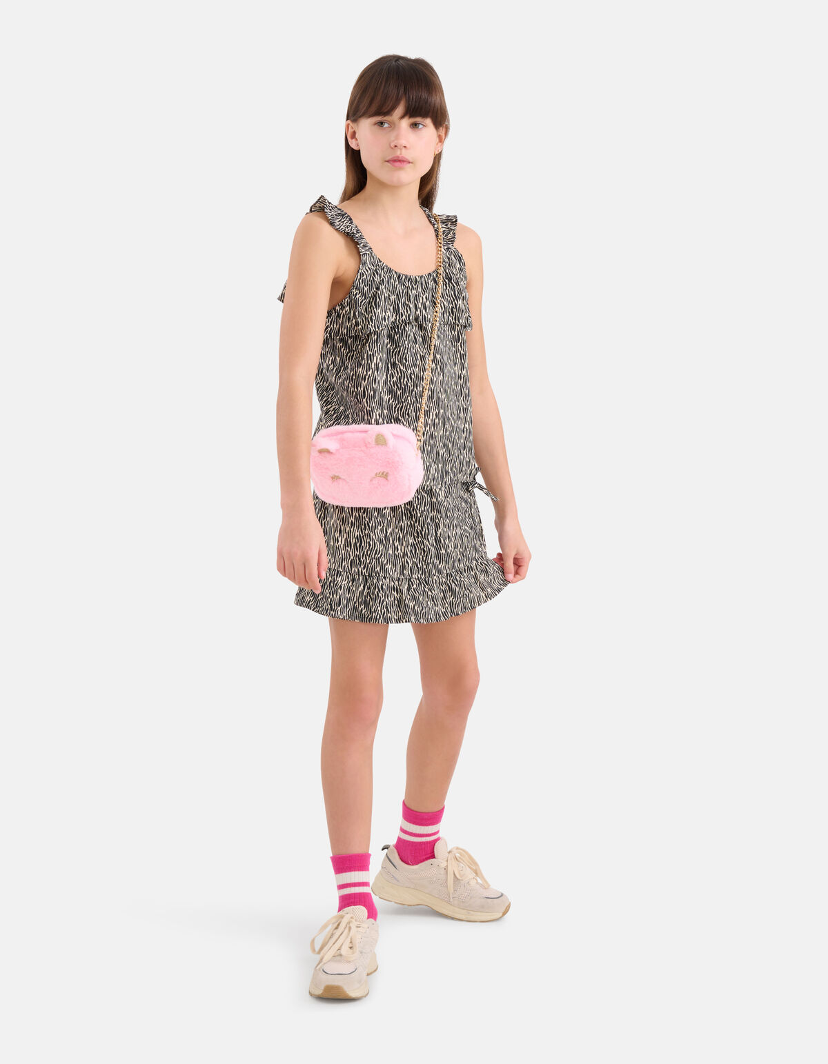 Wellenförmig gestreiftes Singulett Schwarz SHOEBY GIRLS