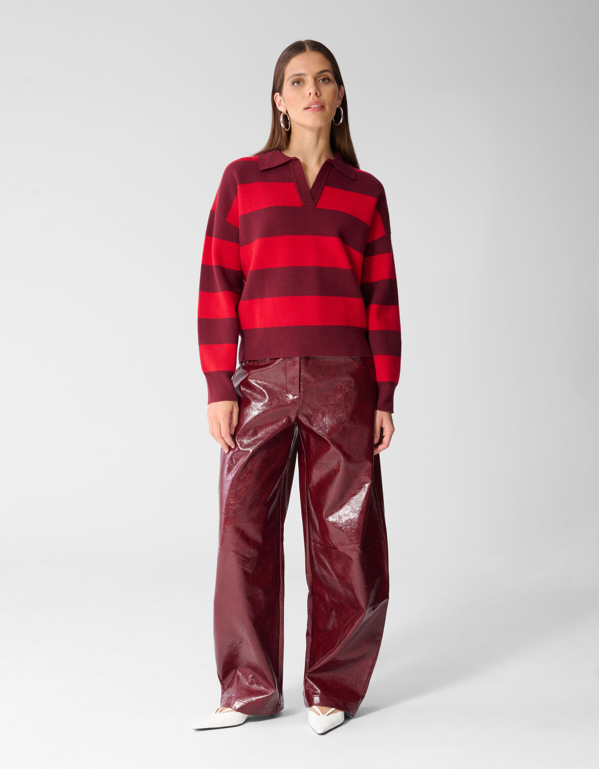 Gestreifte Strickpolo Rot SHOEBY WOMEN