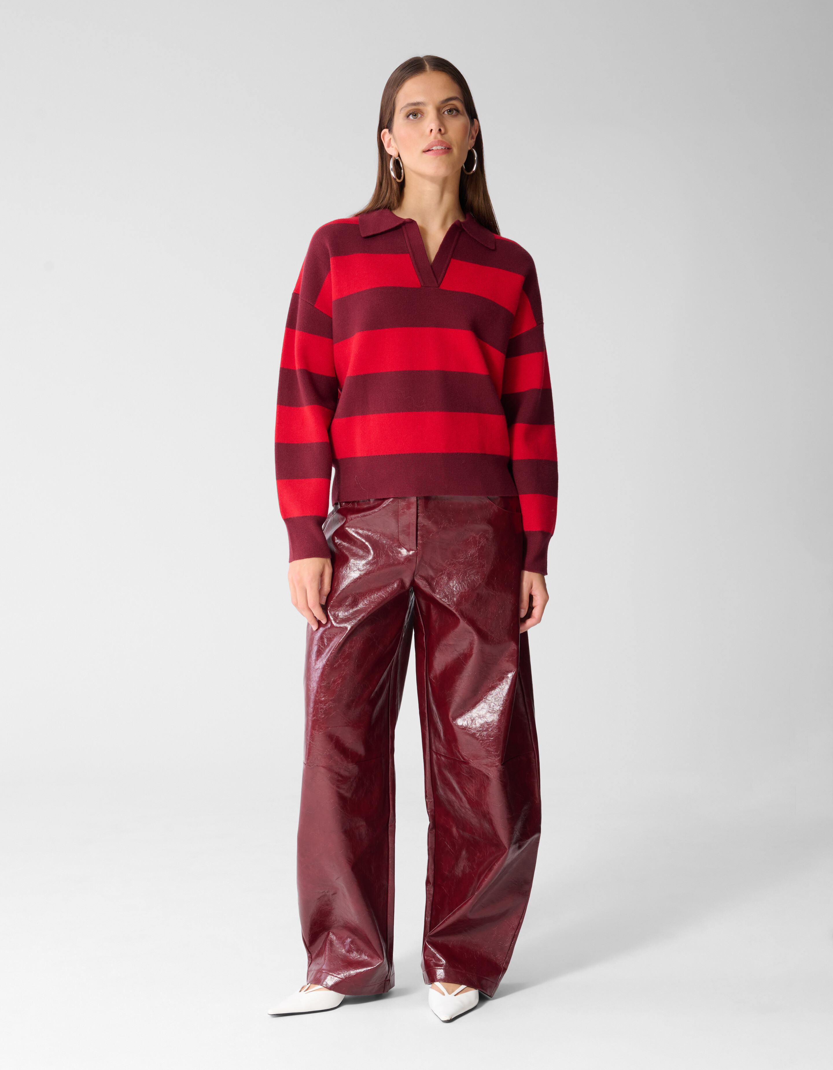 Gestreifte Strickpolo Rot SHOEBY WOMEN