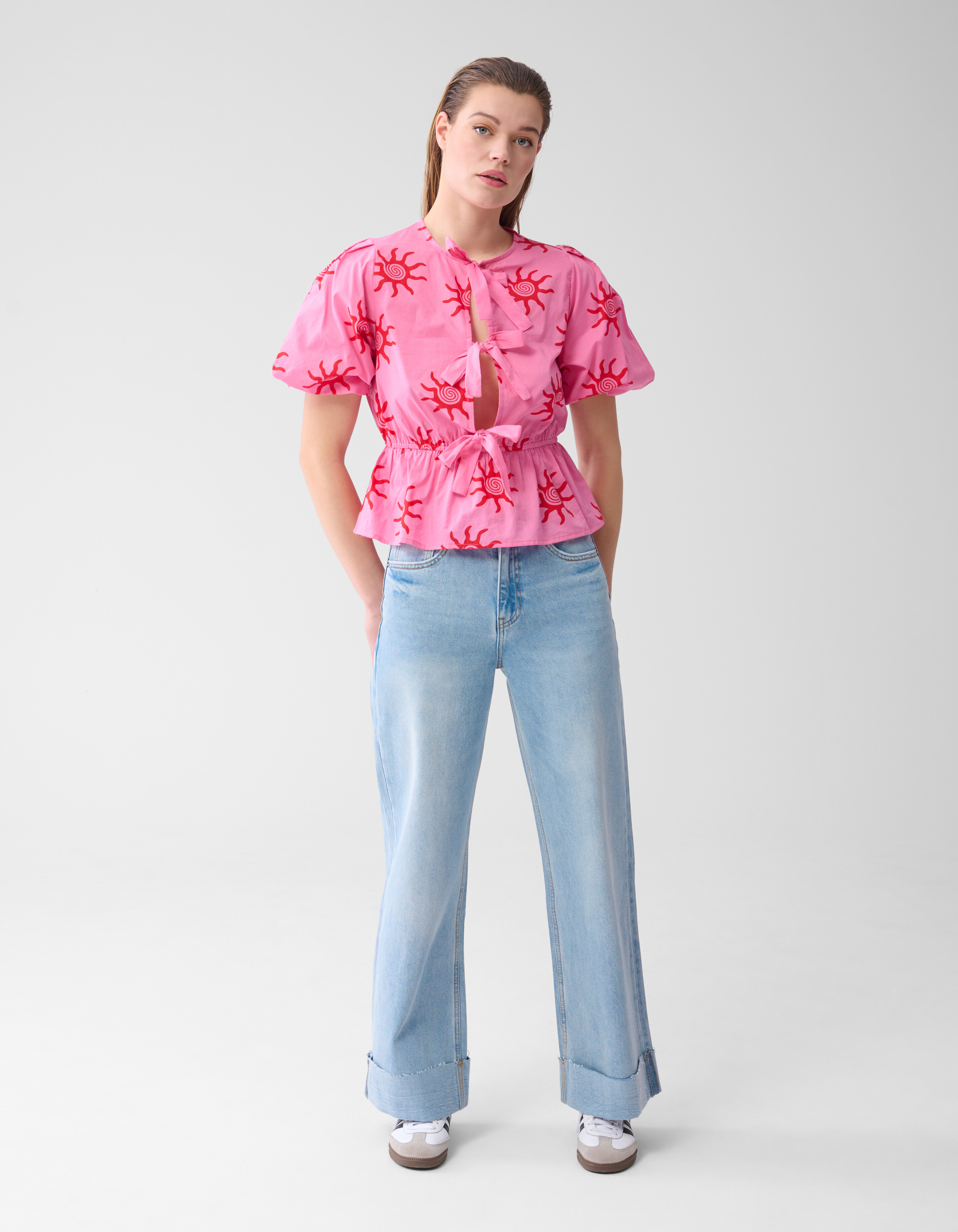 Turn Up Jeans mit weitem Bein, Mediumstone SHOEBY WOMEN
