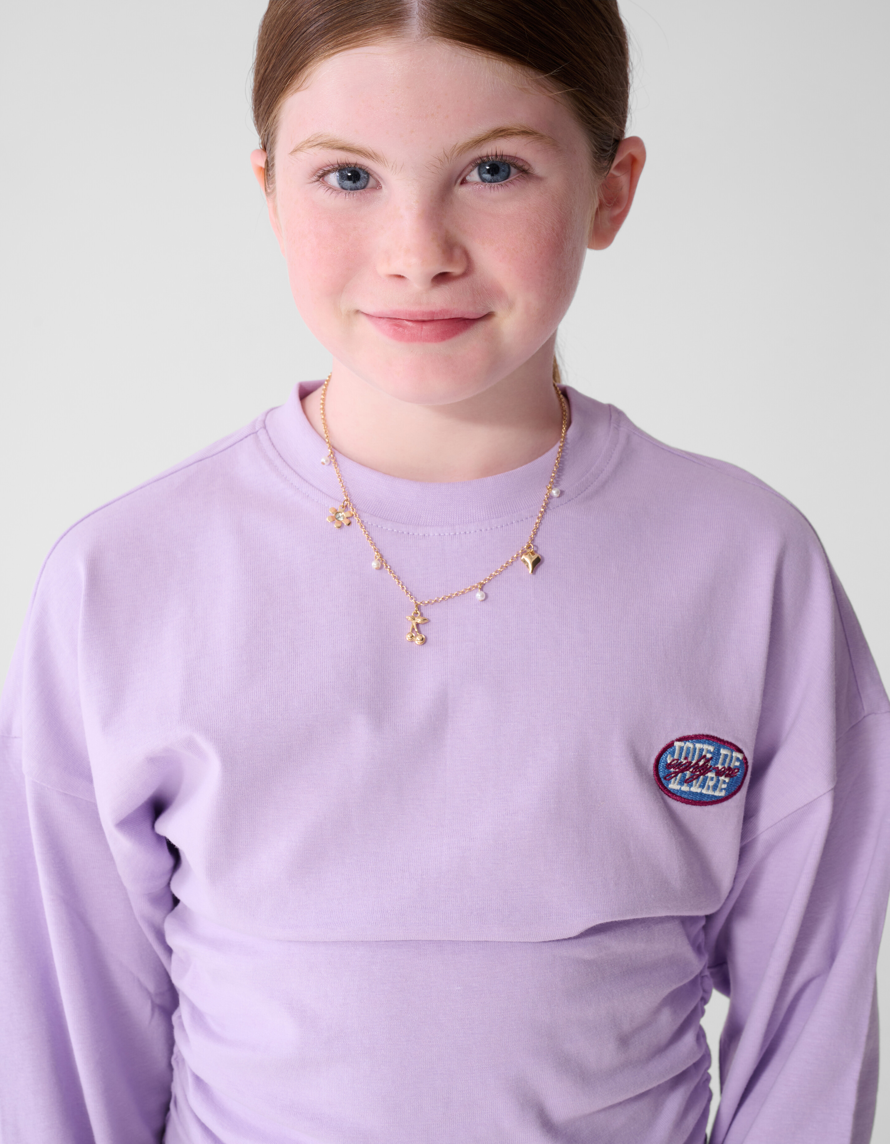 Lila Langarmshirt mit Raffungen SHOEBY GIRLS