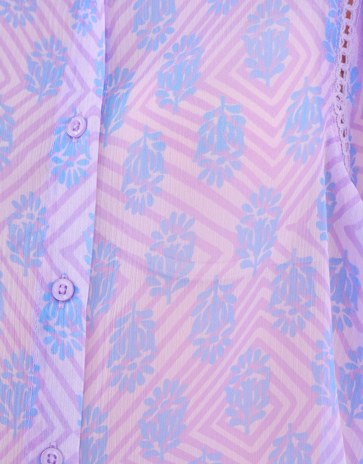 Printed Chiffon Blouse Paars SHOEBY WOMEN