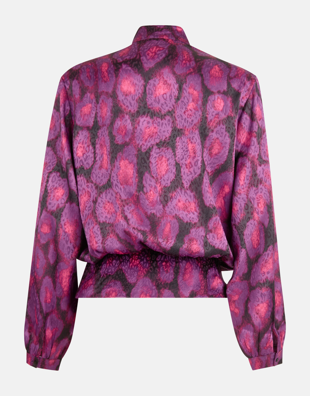 Satin Bluse mit Schulterpolster Violett EKSEPT