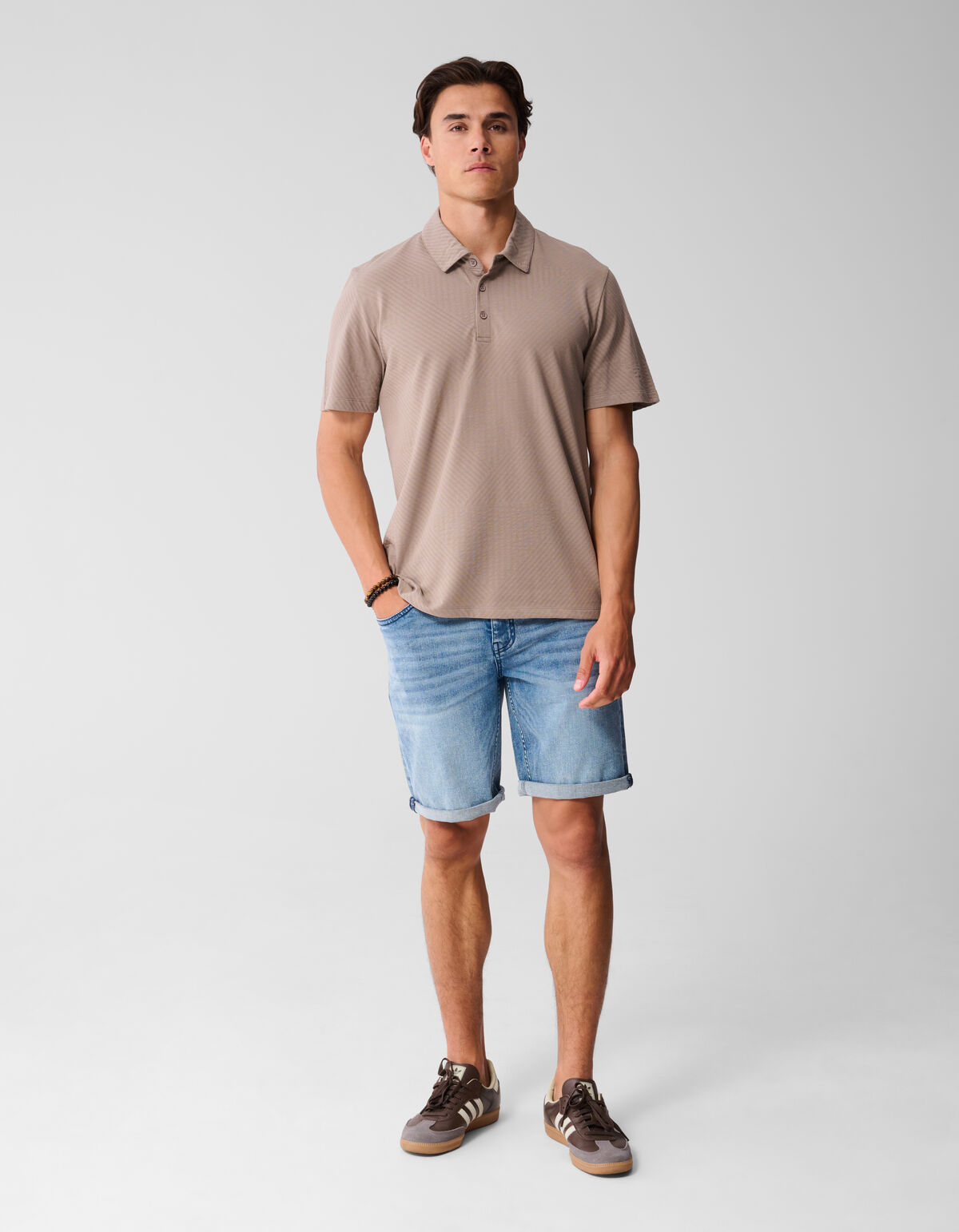 Jacquard-Polo Hellbraun SHOEBY MEN