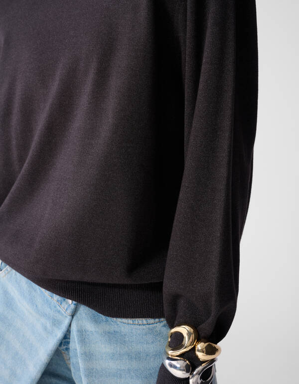 Shoulderpadded Strickpullover Dunkelgrau SHOEBY WOMEN