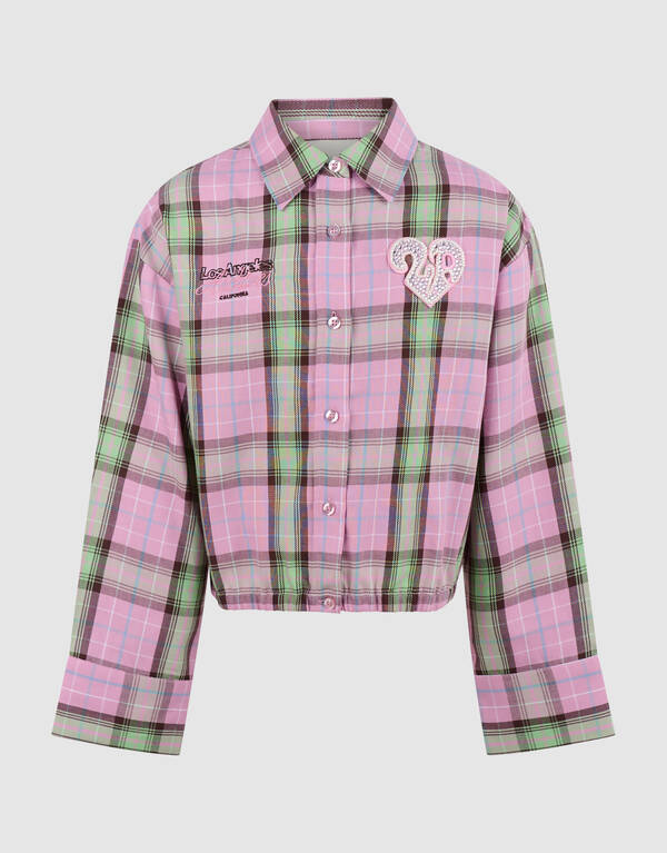 Gro&szlig;karierte Bluse Hellrosa SHOEBY GIRLS
