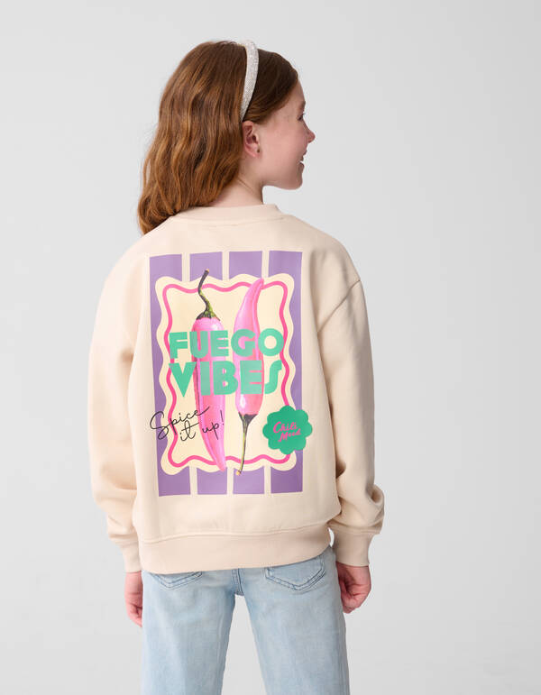 Peper Artwork Pullover Gebrochen Weiß SHOEBY GIRLS