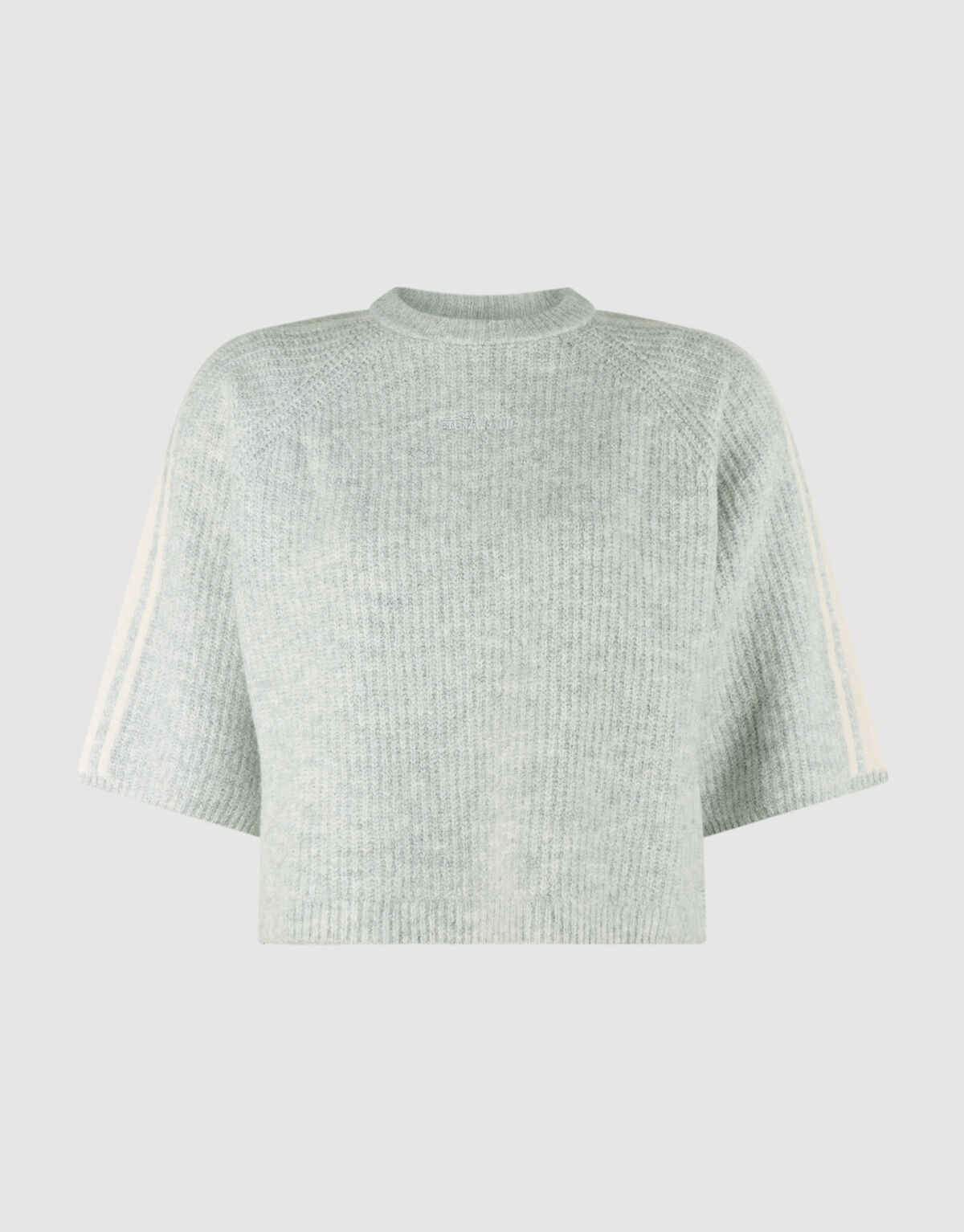 Gestreifter Pullover Mit Halblangen &Auml;rmel Hellgrau SHOEBY WOMEN