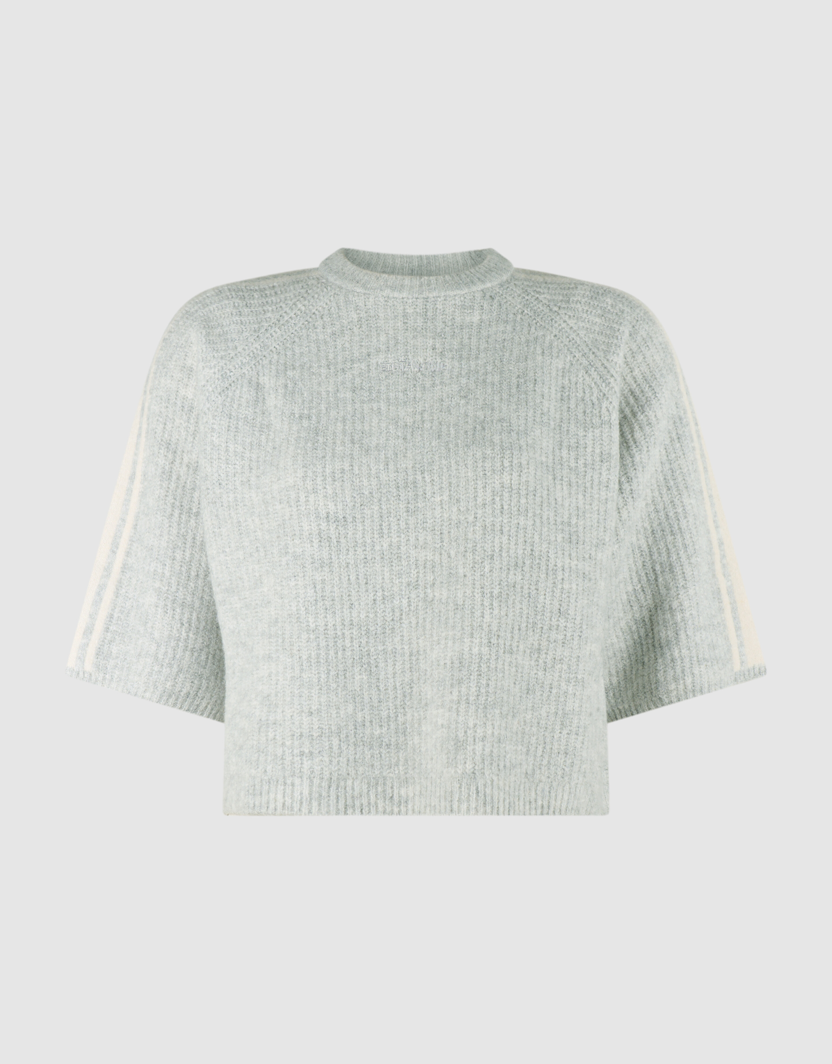 Gestreifter Pullover Mit Halblangen &Auml;rmel Hellgrau SHOEBY WOMEN