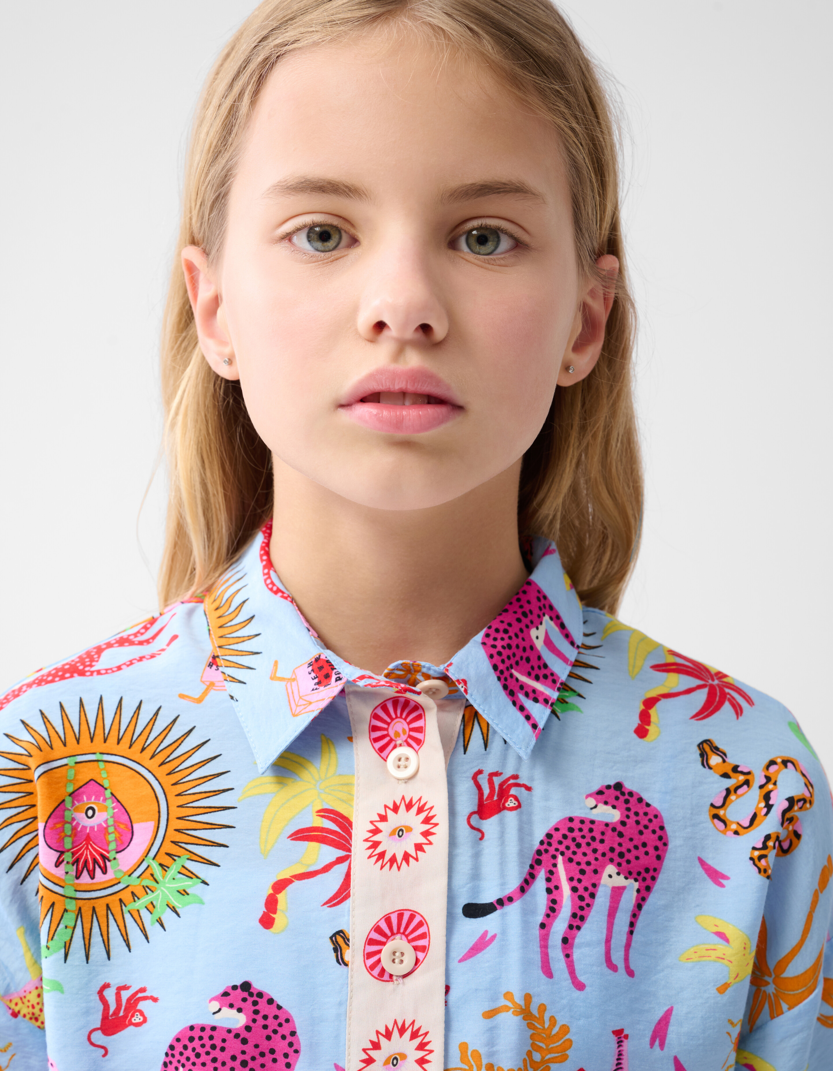 Dschungel Kunstwerk Bluse Hellblau von Lizzy SHOEBY GIRLS