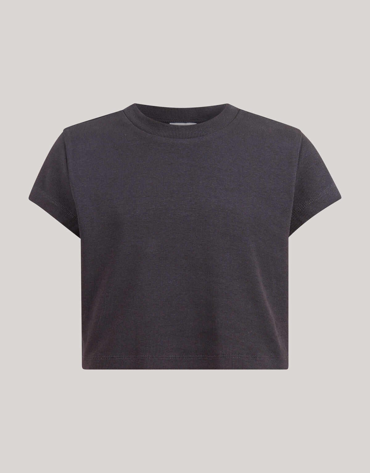 Geripptes Crop Top Dunkelgrau SHOEBY GIRLS