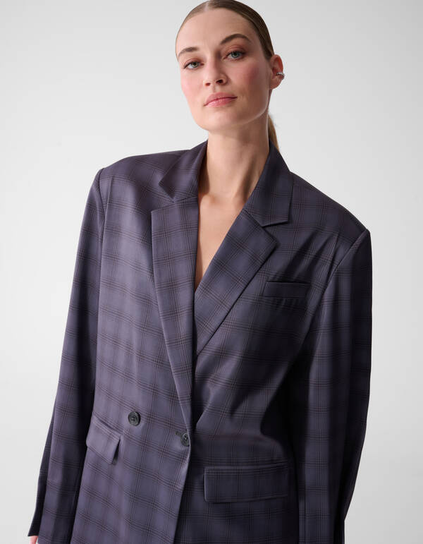 Satin-Karoblazer Grau By Mieke SHOEBY WOMEN