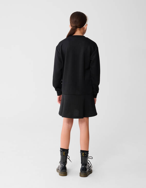 Schwarzes Sweatshirtkleid mit Herzchenmuster SHOEBY GIRLS