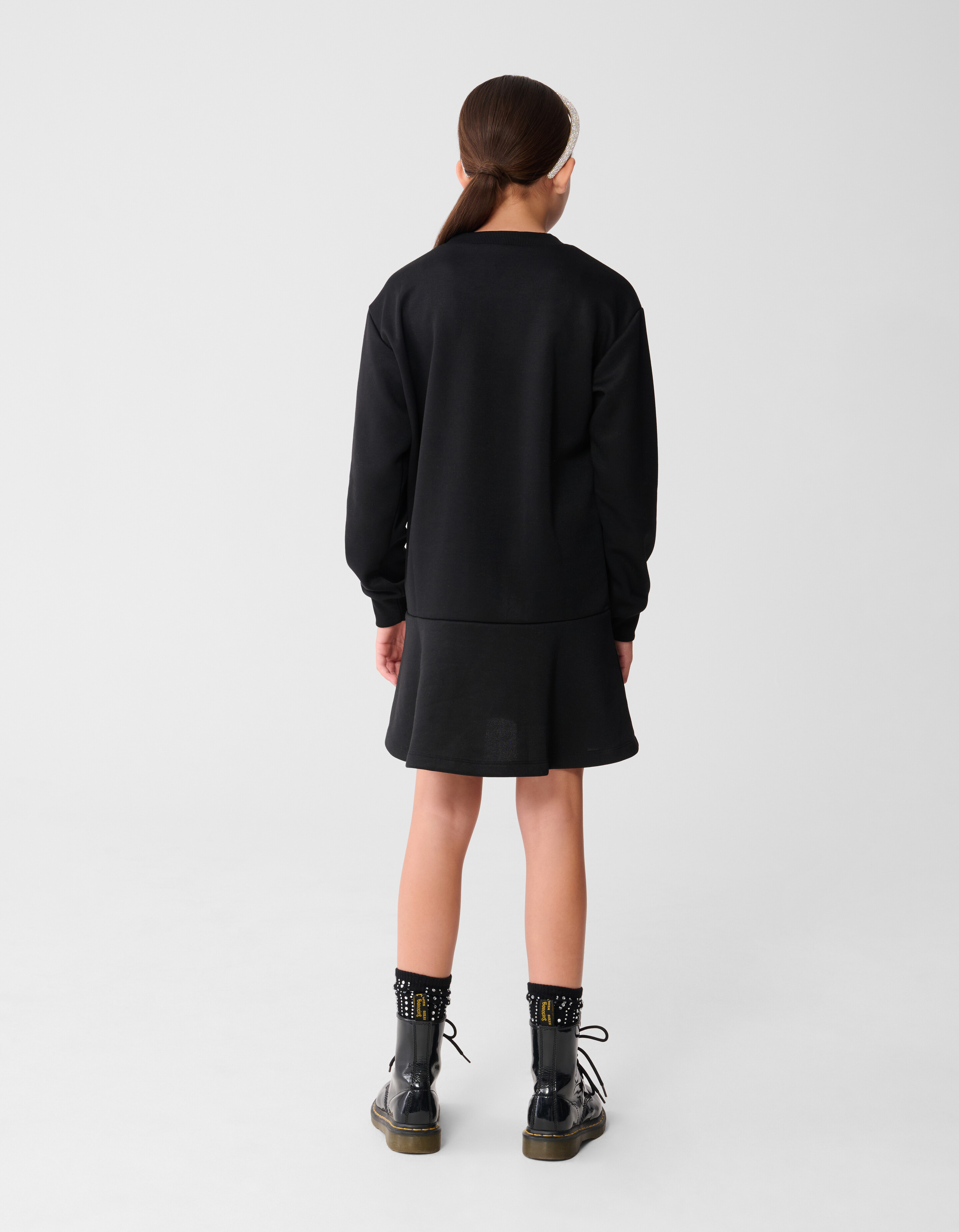 Schwarzes Sweatshirtkleid mit Herzchenmuster SHOEBY GIRLS