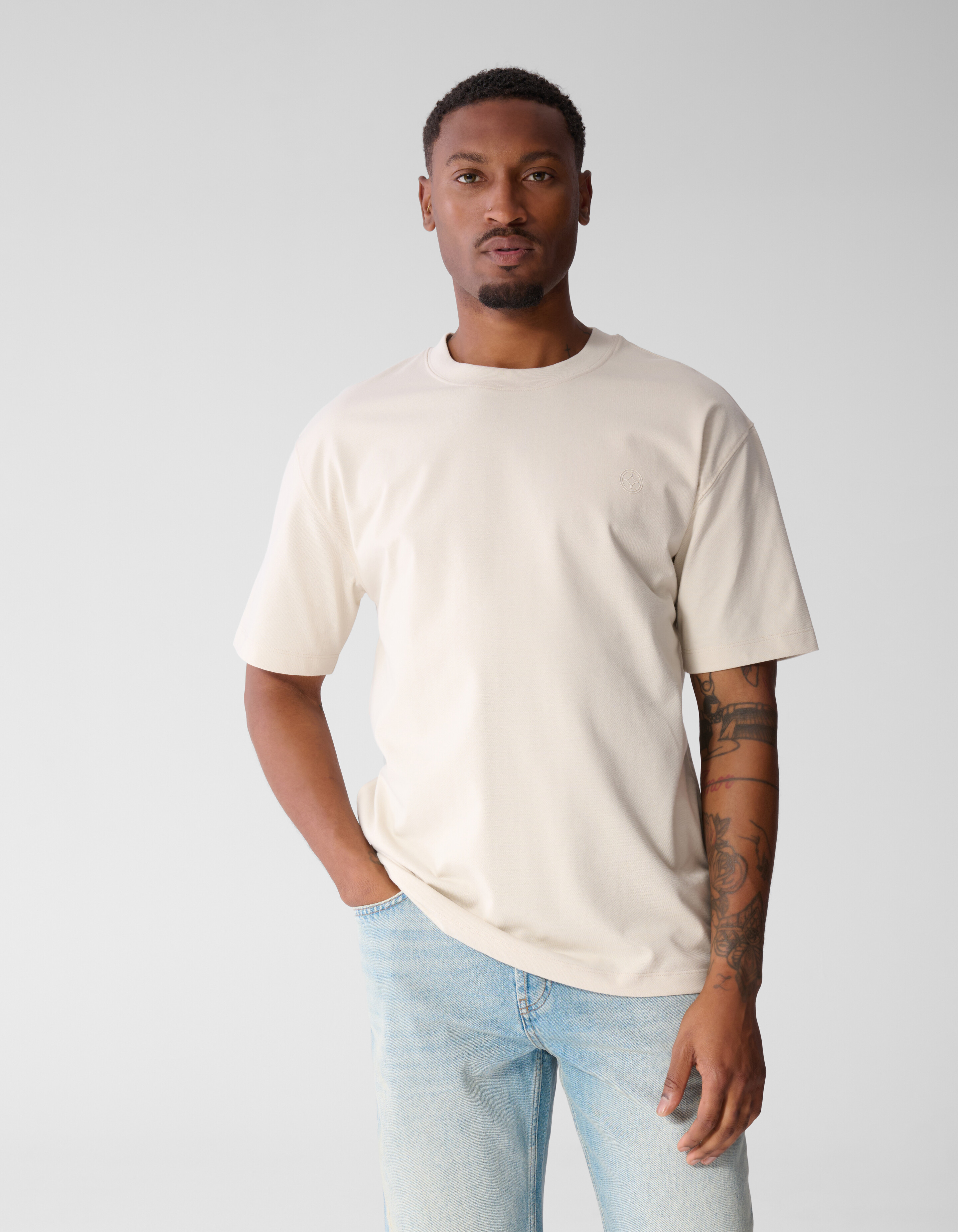 Twill-Grafik-T-Shirt Hellgrau SHOEBY MEN