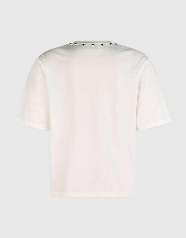 T-Shirt mit Nieten am Kragen Gebrochenes Wei&szlig; SHOEBY WOMEN