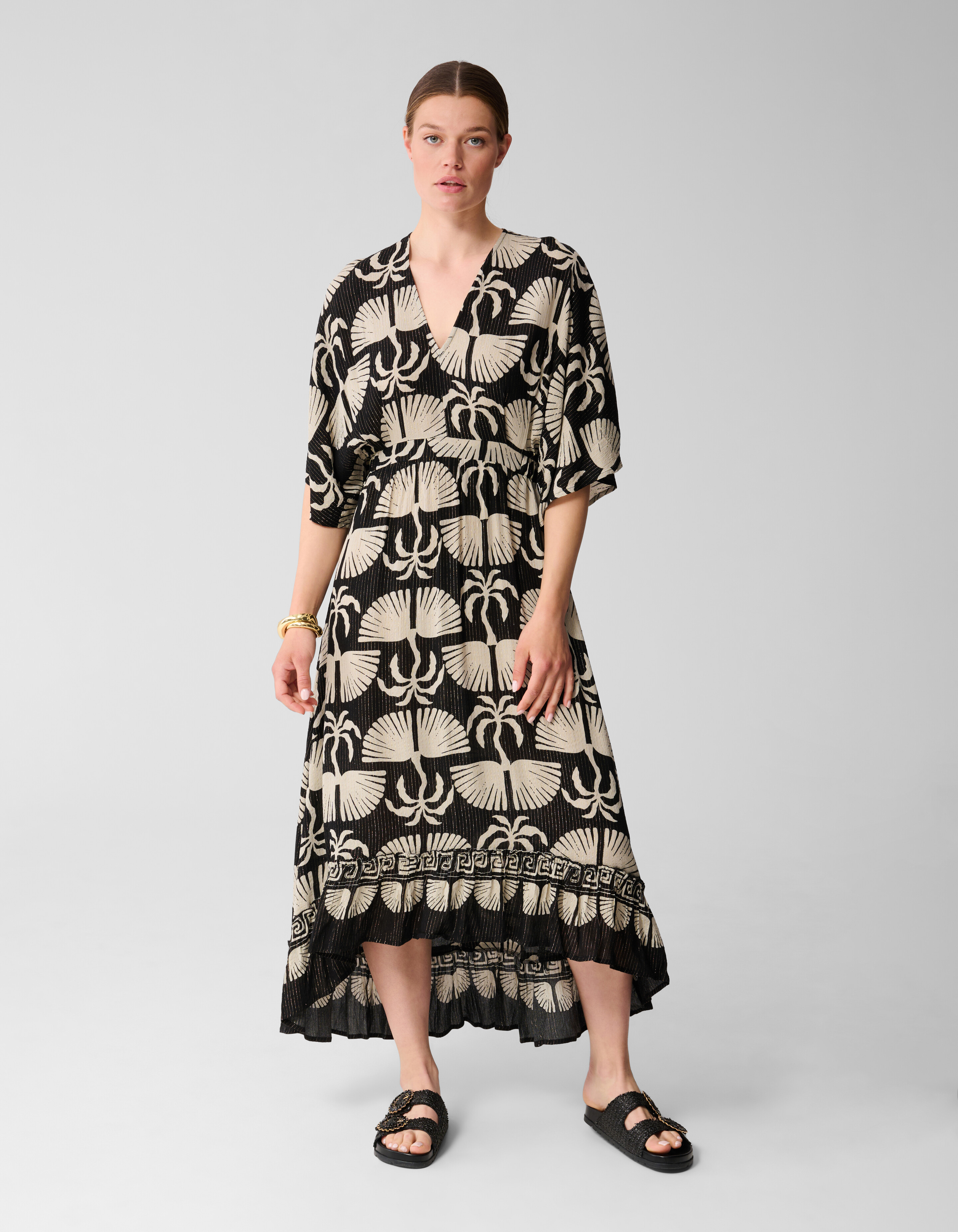 Bedrucktes Maxikleid Schwarz/Weiß SHOEBY WOMEN