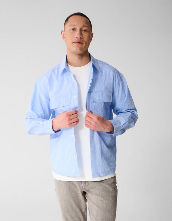 Relaxed Fit Nadelstreifenhemd Hellblau SHOEBY MEN