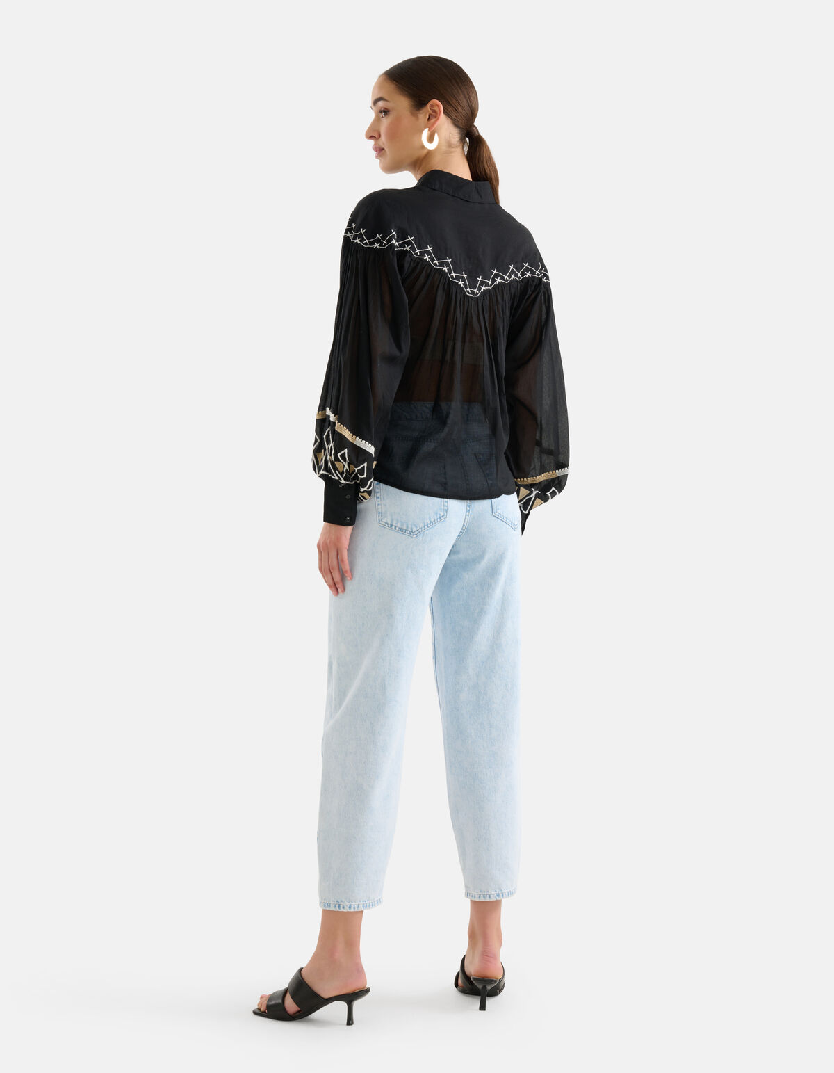 Bluse mit Stickerei Schwarz SHOEBY WOMEN