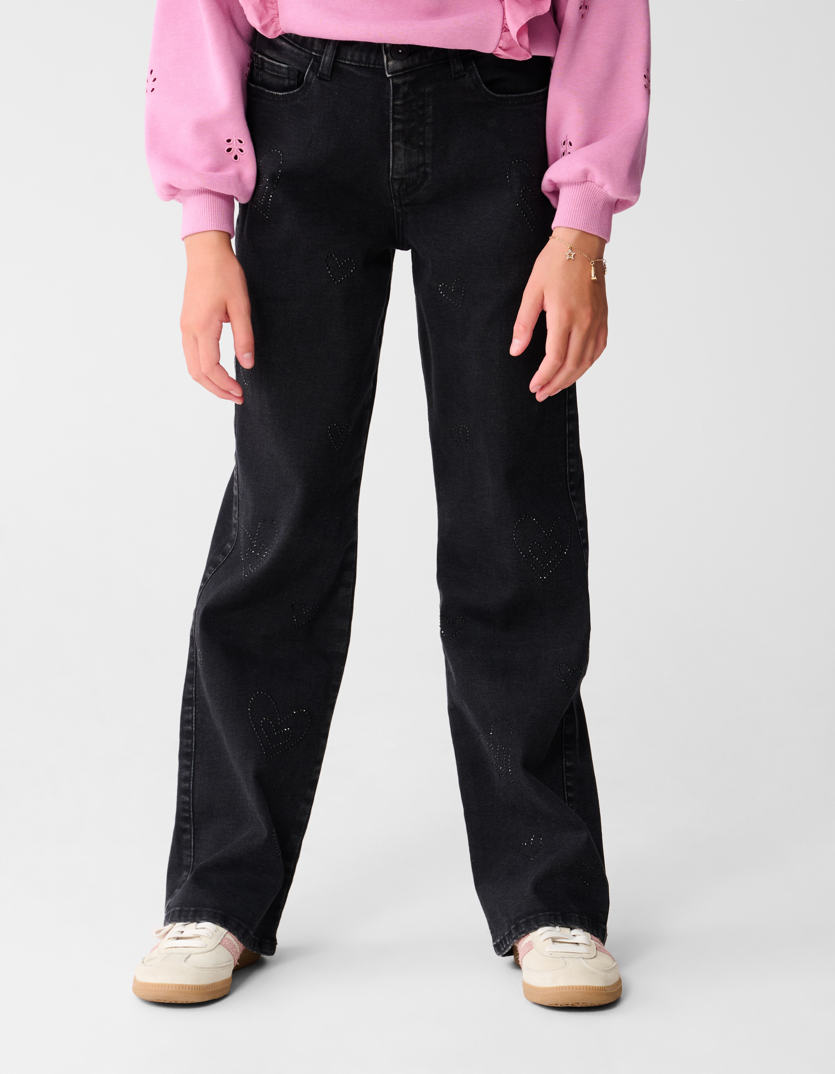 Shiny Heart Gerade Passform Jeans Schwarz SHOEBY GIRLS