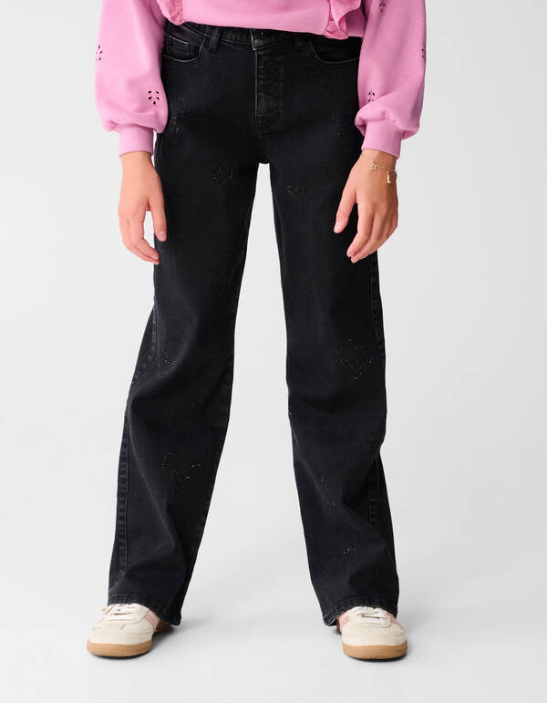 Shiny Heart Gerade Passform Jeans Schwarz SHOEBY GIRLS