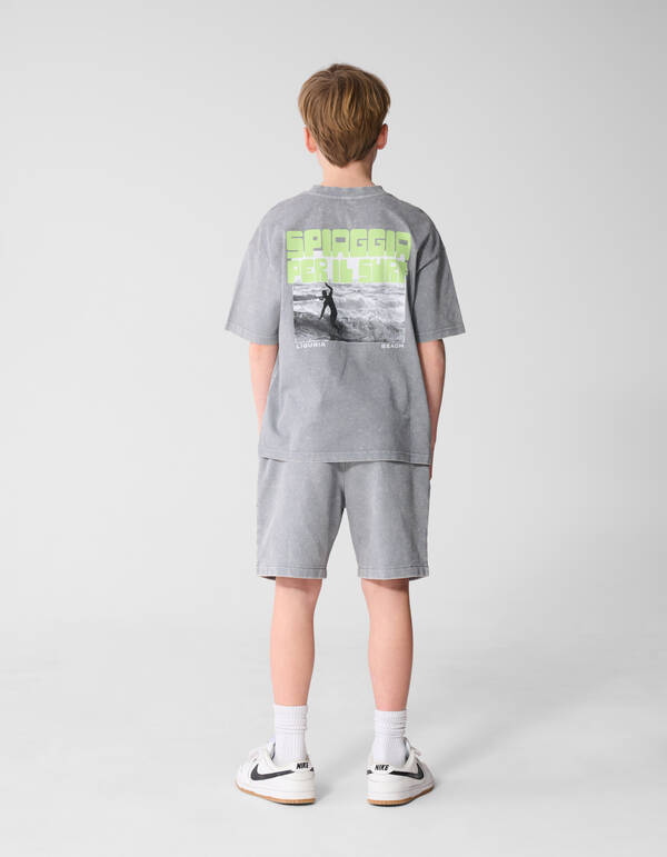 Surf Wave Artwork T-Shirt Grau SHOEBY BOYS