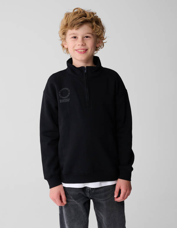 Schwarzer Pullover mit halbem Rei&szlig;verschluss SHOEBY BOYS