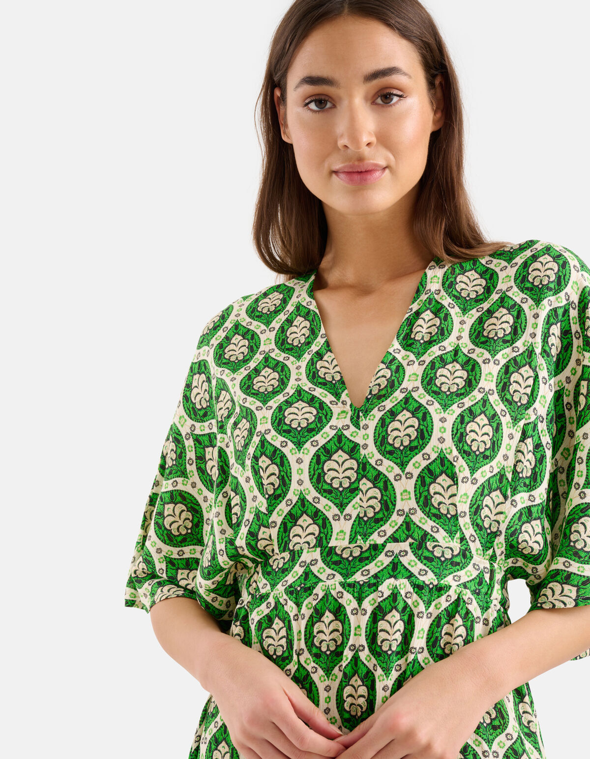 Grafik Lurex Maxikleid Gr&uuml;n SHOEBY WOMEN