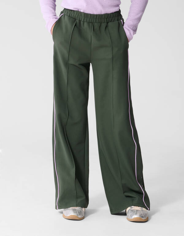 Hose mit weitem Bein und Ziernaht Dunkelgr&uuml;n SHOEBY GIRLS