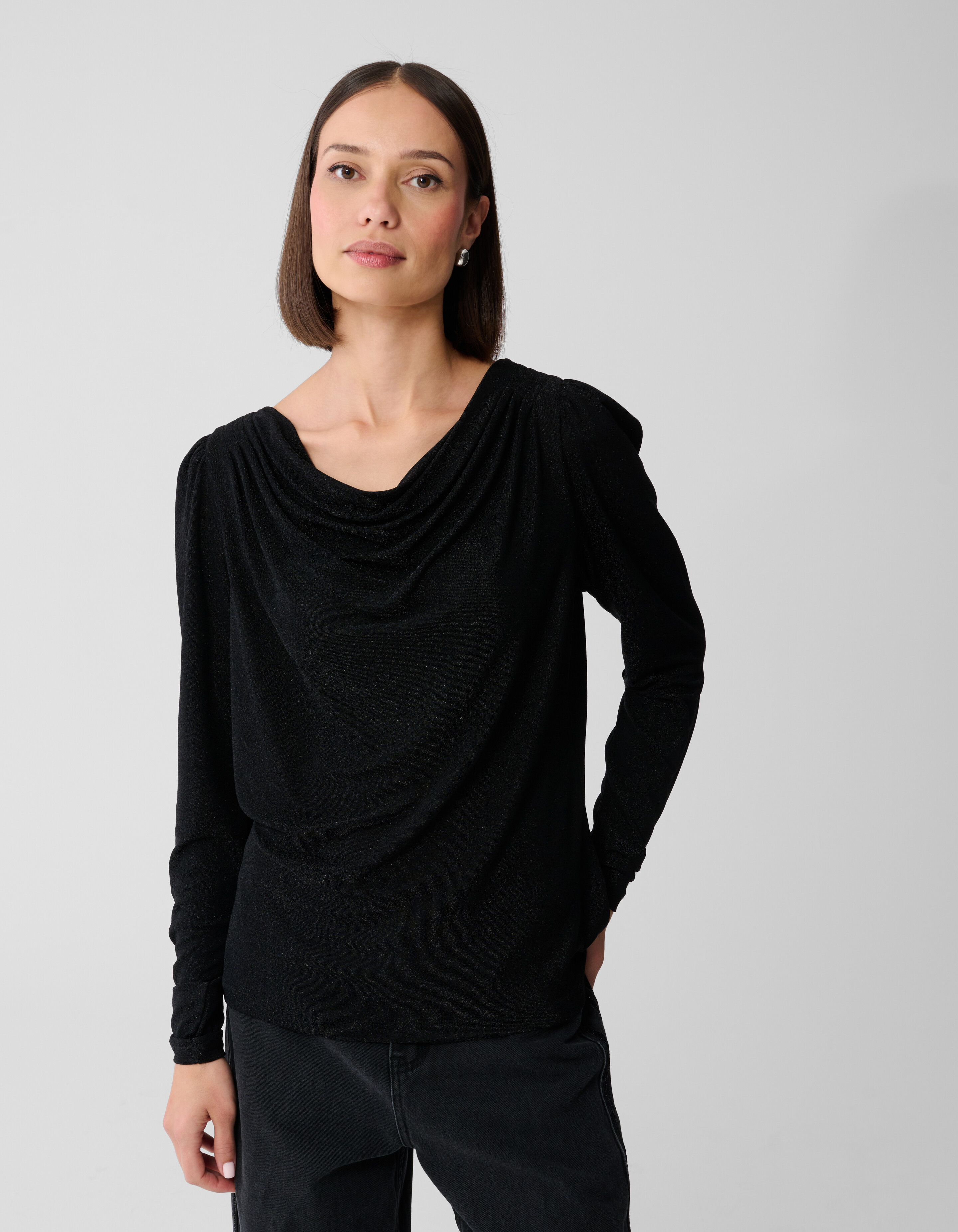 Glitzer-Drapiertes Top Schwarz SHOEBY WOMEN