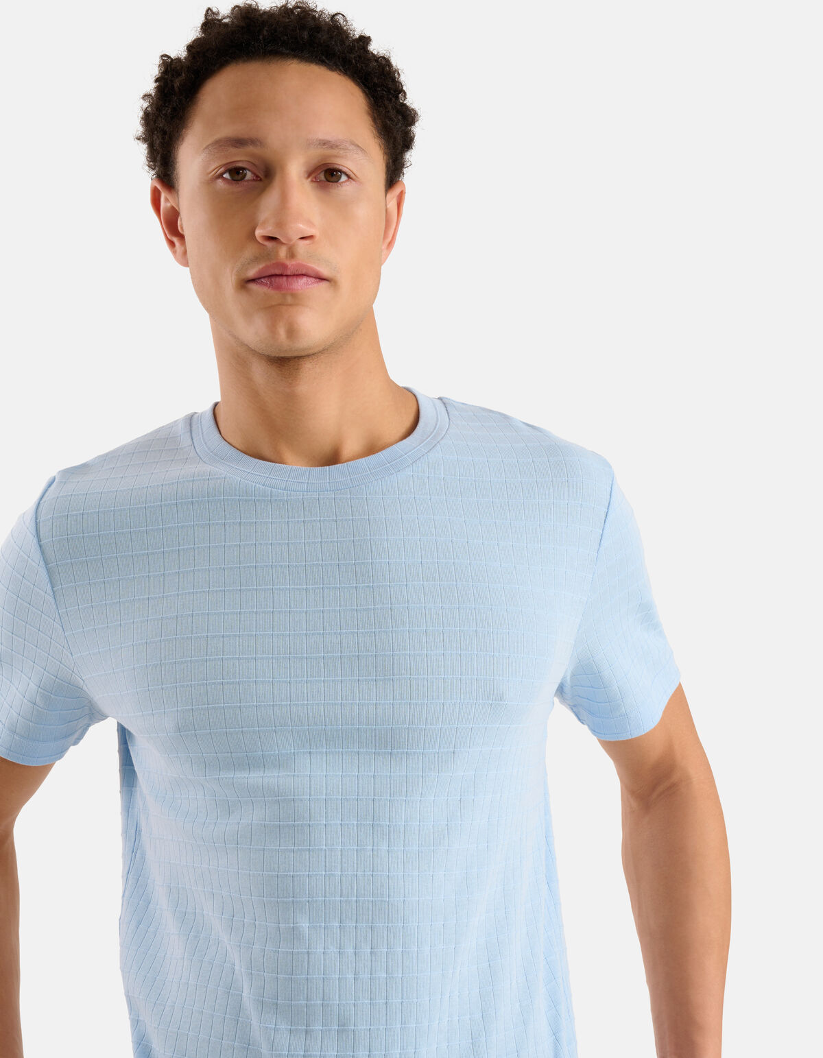 Struktur-T-Shirt Hellblau SHOEBY MEN