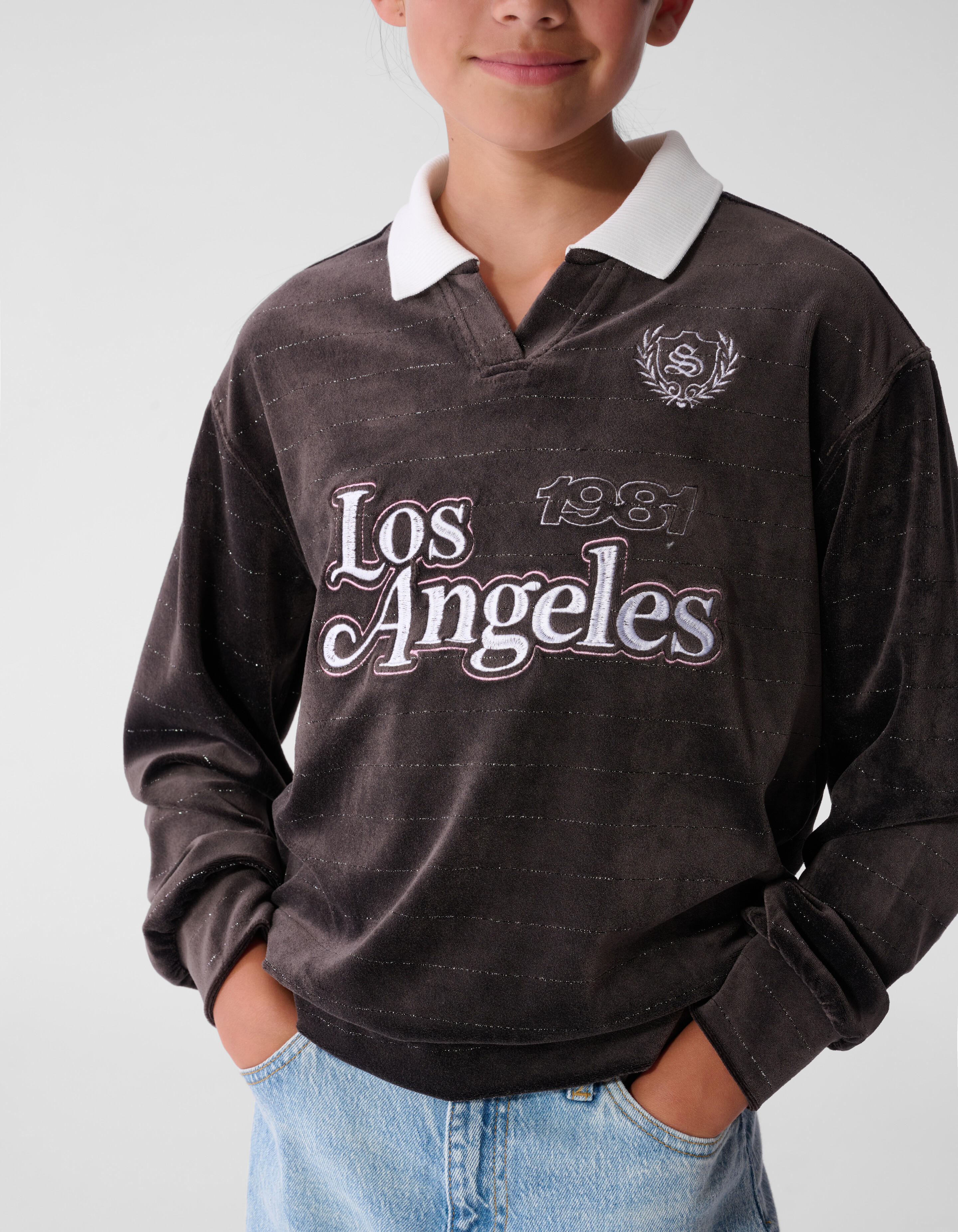 Velvet Sporty Longsleeve-Top Dunkelbraun SHOEBY GIRLS