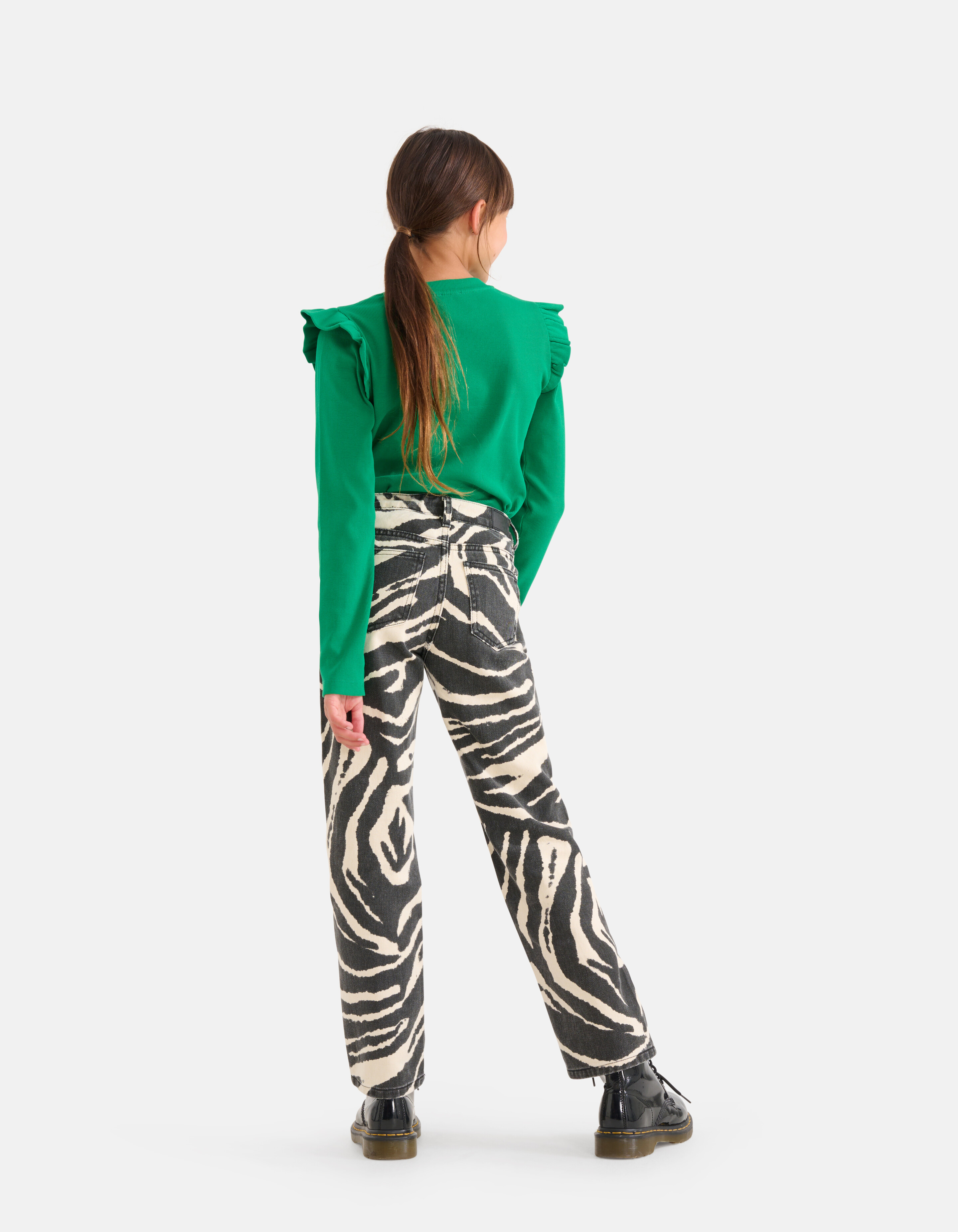 Rib Ruffle Longsleeve Groen SHOEBY GIRLS