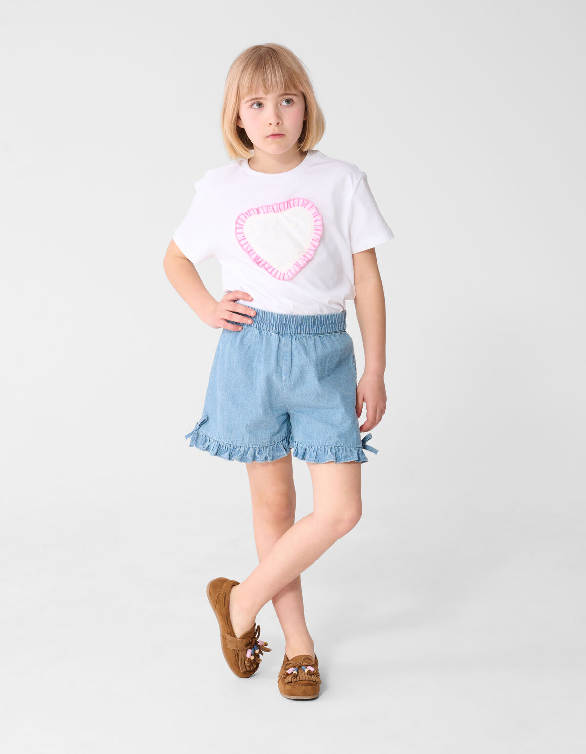 Ruffle Heart T-Shirt Wei&szlig; SHOEBY GIRLS