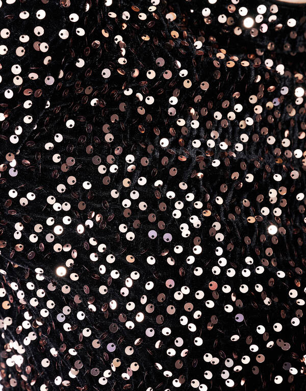 Pailletten-Flare-Langarmshirt Schwarz SHOEBY WOMEN