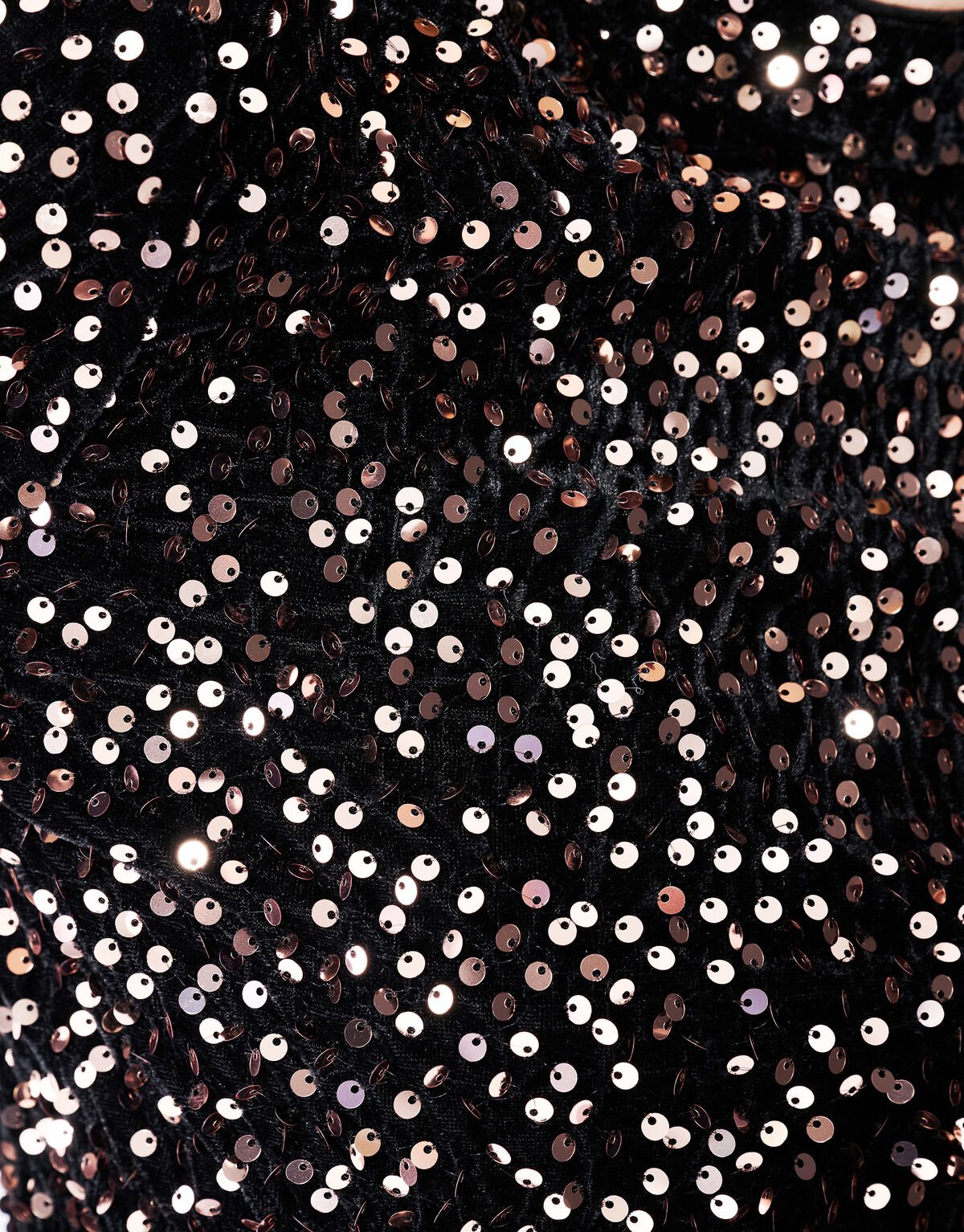 Pailletten-Flare-Langarmshirt Schwarz SHOEBY WOMEN