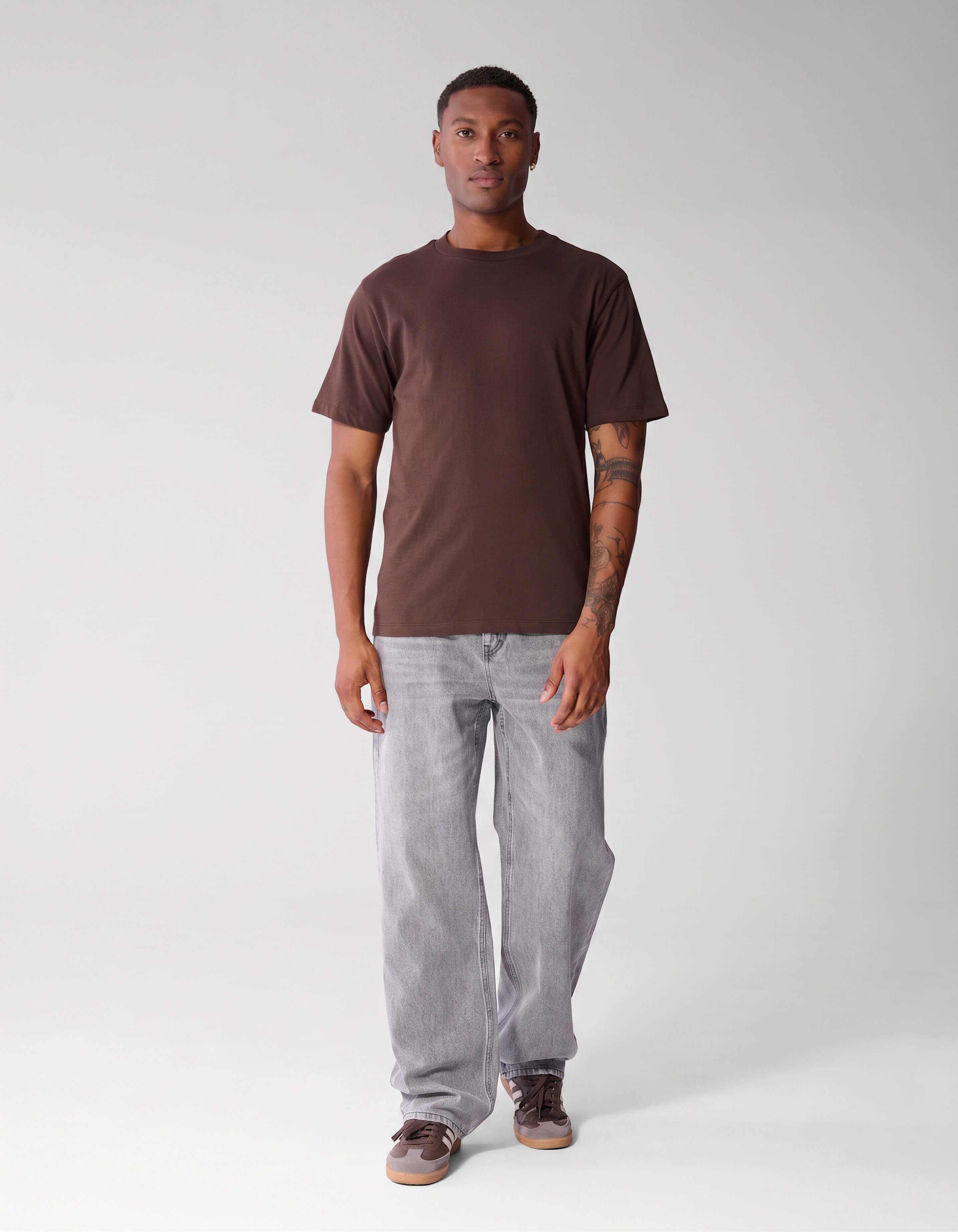 T-Shirt mit Scratched Artwork-Motiv Dunkelbraun SHOEBY MEN