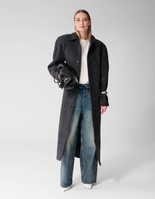 Oversized Karo Jacke Dunkelgrau SHOEBY WOMEN