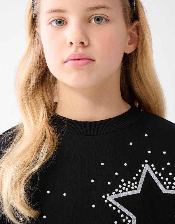 Strass Sterne Pullover Schwarz SHOEBY GIRLS